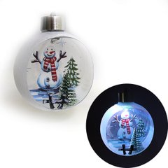 Ялинкова куля LED різним кольором 3D фігура "Сніговик" 11х9,5х6,5см, 1шт/етик., K2OO9964sk - фото товару