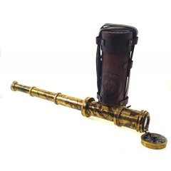 Підзорна труба в шкіряному кейсі антик (d-4.5 h-43 см труба d-6.5 h-18 см футляр), K333921 - фото товару