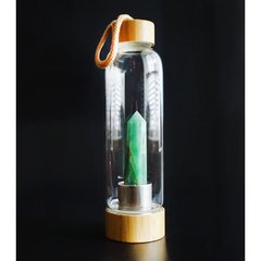 Пляшка для води з кристалом 550мл. Зелений авантюрин, K89200178O1557471487 - фото товару