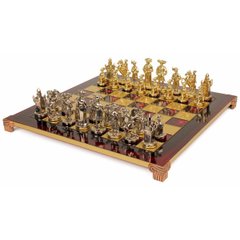 S12RED шахи "Manopoulos", "Мушкетери", латунь, у дерев'яному футлярі, червоні, 44х44см, 8,4 кг, S12RED - фото товару