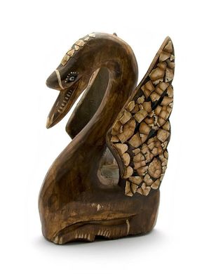 Лебедь деревянный резной (15х9х6,5 см)(BUR181SBR), K324255 - фото товара