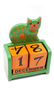 Календарь настольный "Кот" дерево (17х10х5 см), K329639 - фото товара