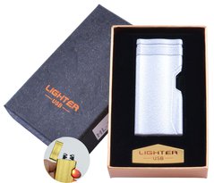 Електроімпульсна запальничка в подарунковій упаковці Lighter (Подвійна блискавка, USB) №HL-38 Silver, №HL-38 Silver - фото товару