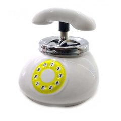 Попільничка з кришкою керамічна "Телефон" біла (12,5х11,5х13 см), K332396A - фото товару