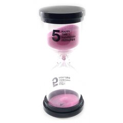 Часы песочные 5 мин розовый песок (11х4,5х4,5 см), K332240B - фото товару