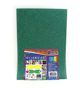 Фоамиран EVA 1.7&plusmn;0.1MM "Зеленый" GLITTER HQ A4 (21X29.7CM)10PC/OPP, K2740800OO17GLA4-018 - фото товара