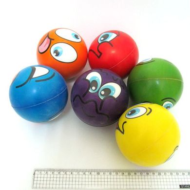 М'яч гумовий м'який "Смайли різнокольорові" 10см, mix, K2735305OO8918-100 - фото товару