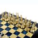 S15BLU шахи "Manopoulos", "Лучники", латунь, у дерев'яному футлярі, сині, 28х28см 3,2 кг