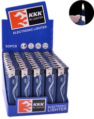 Зажигалка пластиковая KKK резина синяя №156B, №156B - фото товара