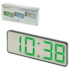 Часы сетевые VST-898-4, ярко-зеленые, температура, USB, 9411 - фото товара