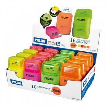 Ластик + подвійна точилка "Compact Fluo" ТМ "MILAN" 6,5*4см, mix, K2738676OO4719116 - фото товару