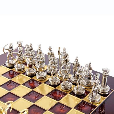 S15RED шахи "Manopoulos", "Лучники", латунь, у дерев'яному футлярі, червоні, 28х28см, 3,2 кг, S15RED - фото товару