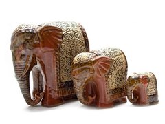 Слоны керамические 3 шт (19,5х18,5х11см 12х12х8см 7х7,5х4,5см), K326055 - фото товару