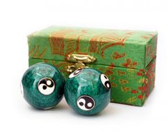 Массажные шары Баодинга пара Эмаль Инь Ян зелёные, K89290015O1137476146 - фото товару