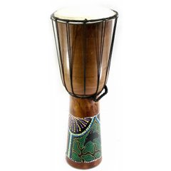 Барабан расписной дерево с кожей (50х19х19 см), K330190 - фото товару