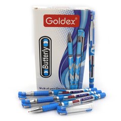 Ручка масляна Goldex Butterfly #1271 Індія Blue 0,7 мм з грипом, K2730539OO1271-bl - фото товару