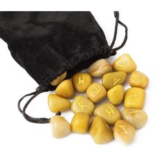 Набір РУН для ворожіння з натуральних каменів у мішечку Rune-018 Жовта яшма, K89170305O1807717090 - фото товару