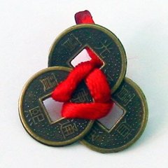 Монеты (3 шт.)(1,5см) в кошелек темные красная ленточка (100 шт/уп), K320242 - фото товару