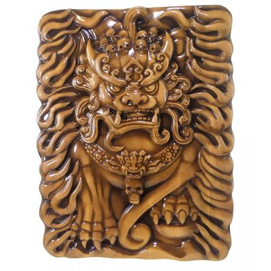 Панно "Небесный лев Будды" деревянное ,резное,покрыто патиной(29х38х2,4 см), K334127 - фото товара