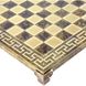 S16BMBRO шахматы "Manopoulos", "Спартанский воин", доска с узором, латунь, в деревянном футляре, коричневые, фигуры бронза/голубая патина, 28х28см, 3,4кг