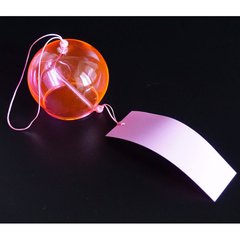 Японський скляний дзвіночок Фурін 8*8*7 см. Висота 40 см. Рожевий, K89190208O1716567360 - фото товару