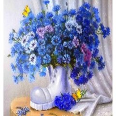 Алмазная мозаика по номерам 40*50 "Синие цветы" карт уп. (полотно на раме), K2755210OO70699_BGLE - фото товара