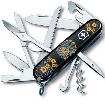 Ніж "Victorinox" Huntsman Ukraine 91мм/15функ/чорн /Українські мотиви, 1.3713.3_T1370u - фото товару