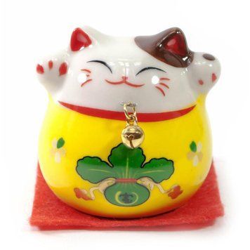 Кошка Манэки Нэко желтая (5х5х5 см), K330831C - фото товара