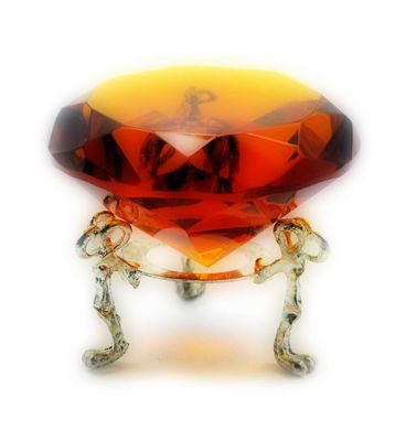 Кришталевий кристал на підставці бурштин (6 см), K320381 - фото товару