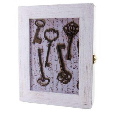 Ключница "Ключи"белая массив дерева (22,5х19,5х5,5 см.), K330621 - фото товара