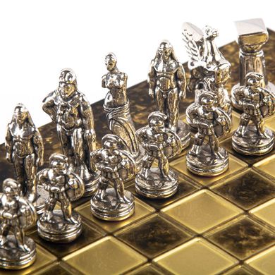 S16BRO шахи "Manopoulos", "Спартанський воїн", латунь, у дерев'яному футлярі, коричневі, 28х28см,, S16BRO - фото товару