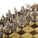 S16BRO шахматы "Manopoulos", "Спартанский воин", латунь, в деревянном футляре, коричневые, фигуры золото/серебро, 28х28см, 3,4 кг