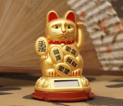 Щасливий кіт на сонячній батарейці Золотий, K89320023O1137476323 - фото товару