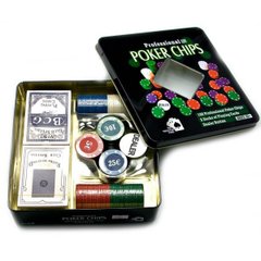 Покерний набір (2 колоди карт, 100 фішок) (19,5х20,5х5 см) (вага фішки 4 гр. D-39 мм), K323725 - фото товару
