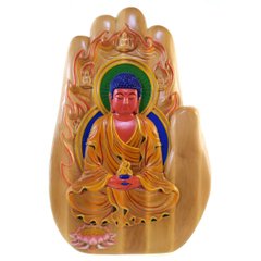 Панно резное ,деревянное "Будда Амитабха",ручная роспись (27,5*41*2,5см), K334121 - фото товара