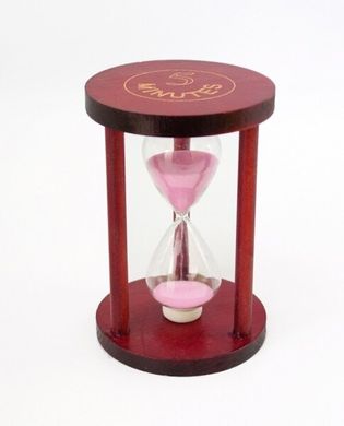 Песочные часы "Круг" стекло + тёмное дерево 5 минут Розовый песок, K89290190O1137476261 - фото товара