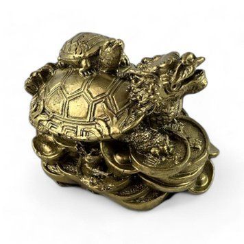 Черепаха-дракон "Биси" каменная крошка "бронзовый" (7х6х5,5см), K32643A - фото товара
