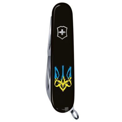 Нож &laquo;Victorinox&raquo; Climber Ukraine 91мм/14функ/чёрный /Тризуб готический син-желт., 1.3703.3_T0636u - фото товара