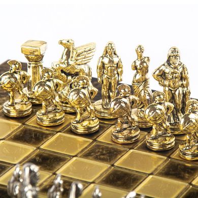 S16CBRO шахматы "Manopoulos", "Спартанский воин", латунь, в деревянном футляре, коричневые, фигуры золото/бронза, 28х28см, 3,4 кг, S16CBRO - фото товара