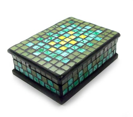 Шкатулка для прикрас мозаїчна (18х13х5,5 см) (MOFU365AB), K324320 - фото товару