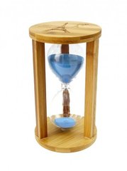 Песочные часы "Круг" стекло + бамбук 60 минут Голубой песок, K89290199O1137476294 - фото товара