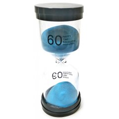 Годинник пісочний 60 хв синій пісок (13х5,5х5,5 см), K332073A - фото товару