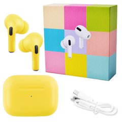 Бездротові навушники Apl AirPros Pro, macaroons, з кейсом, yellow, SL3482 - фото товару