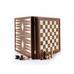 STP286E набор 3 в 1"Manopoulos", шахматы, нарды, шашки в деревянном футляре, фигуры , шашки - дерево 27х27см, 2 кг, STP28E - фото товара
