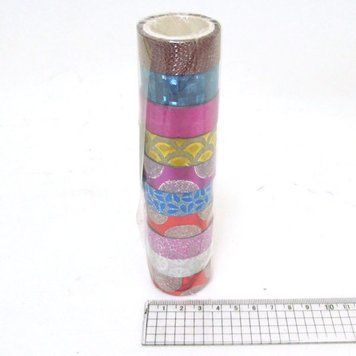 Скотч декоративний плівка з напиленням 1,5 см*2,7 м 10pc/tub, mix, 10шт/етик., K2737071OO4159IMG - фото товару