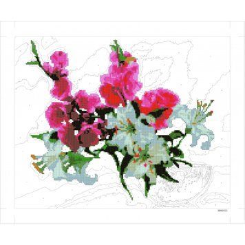 Картина по номерам + Бриллиант 9D 40*50 "Цветы" карт. уп., K2755683OO9D90553 - фото товара