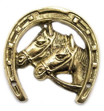 Подкова с лошадьми бронзовая (9,5х9,1х0,6 см), K323502 - фото товара