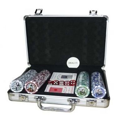 Покерный набор в алюминиевом кейсе на 200 фишек с номиналом, 200N - фото товара