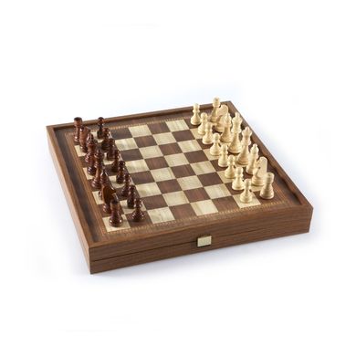 STP286E набор 3 в 1"Manopoulos", шахматы, нарды, шашки в деревянном футляре, фигуры , шашки - дерево 27х27см, 2 кг, STP28E - фото товара