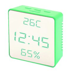 Часы сетевые VST-887Y-4, зеленые, температура, влажность, USB, SL8412 - фото товара